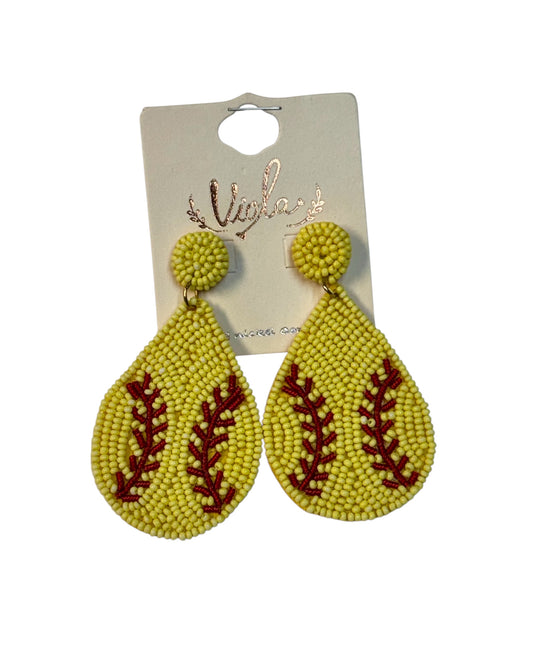 SOFTBALL SEED BEAD EARRINGS