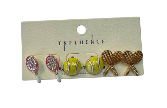 3 PAIR TENNIS STUD EARRINGS
