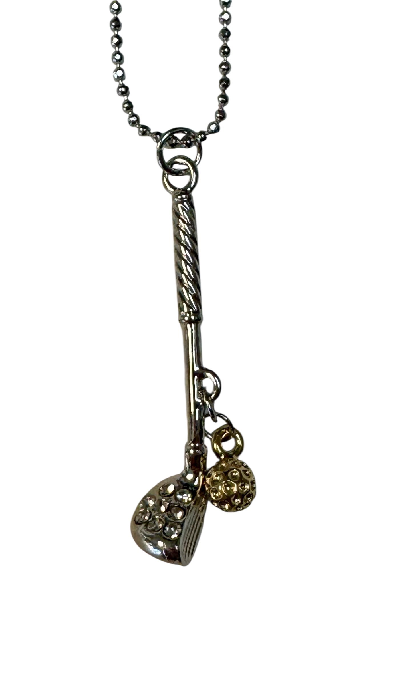 GOLF BALL AND CLUB NECKLACE