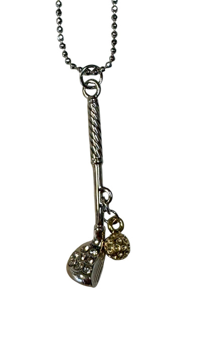 GOLF BALL AND CLUB NECKLACE
