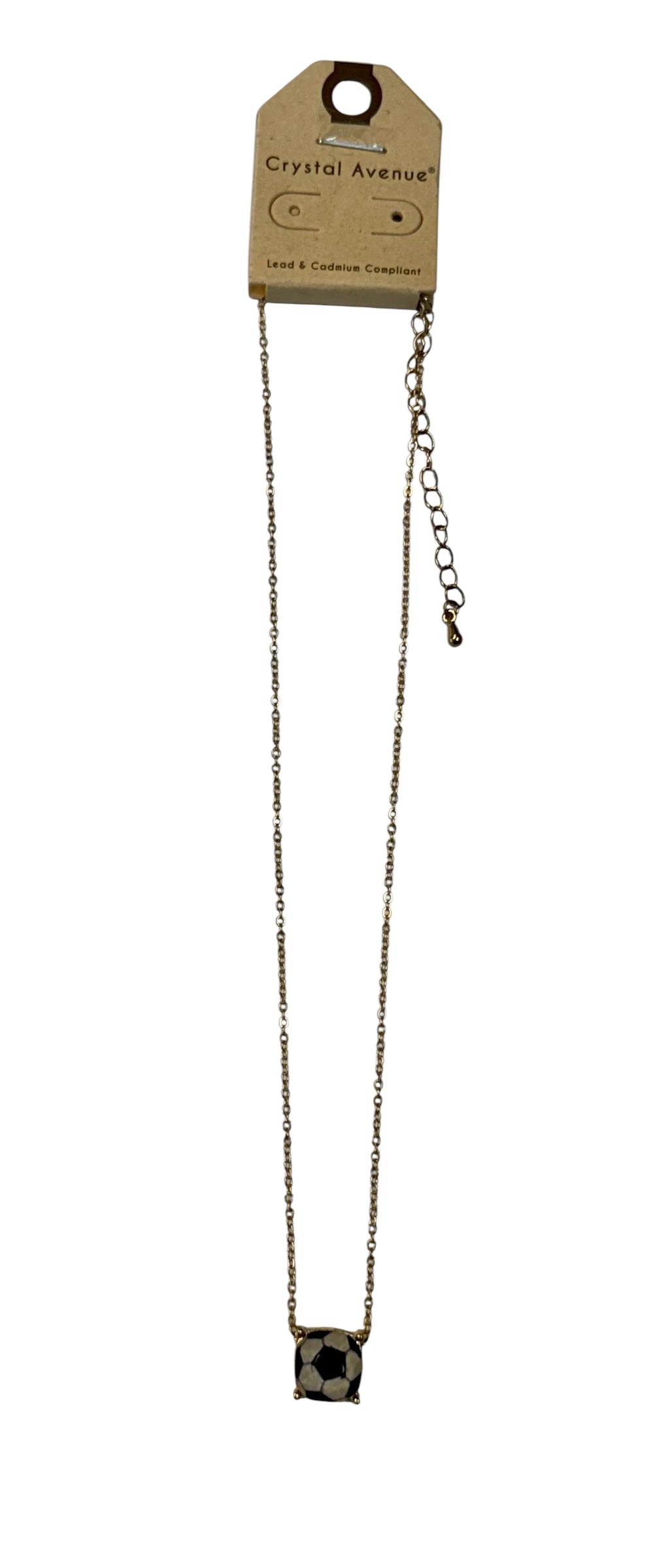 SQUARE GLASS SOCCER NECKLACE