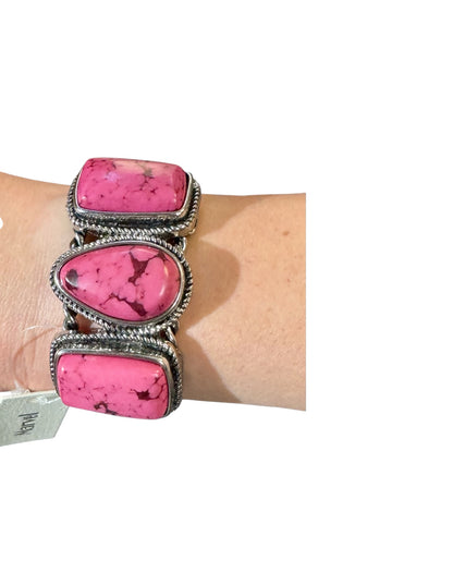 LARGE PINK STONE CUFF BRACELET