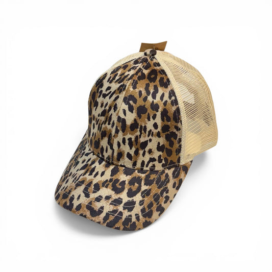 CC BRAND CREAM AND LEOPARD PRINT HAT