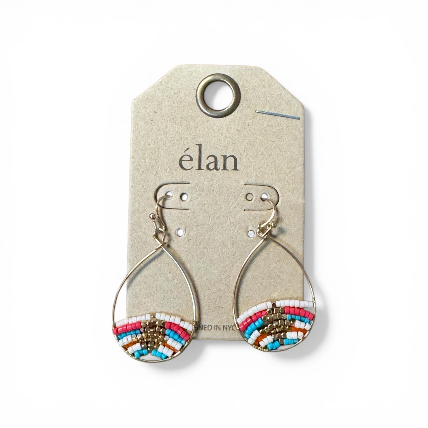 GOLD AND BEAD TEAR DROP EARRINGS