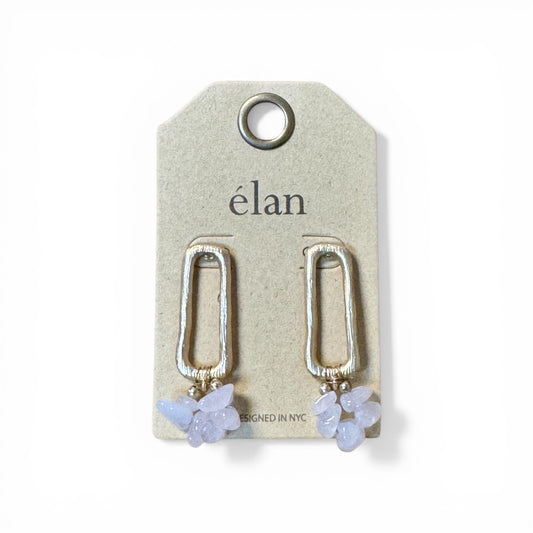 RECTANGLE POST EARRINGS WITH IRREGULAR STONE CLUSTER