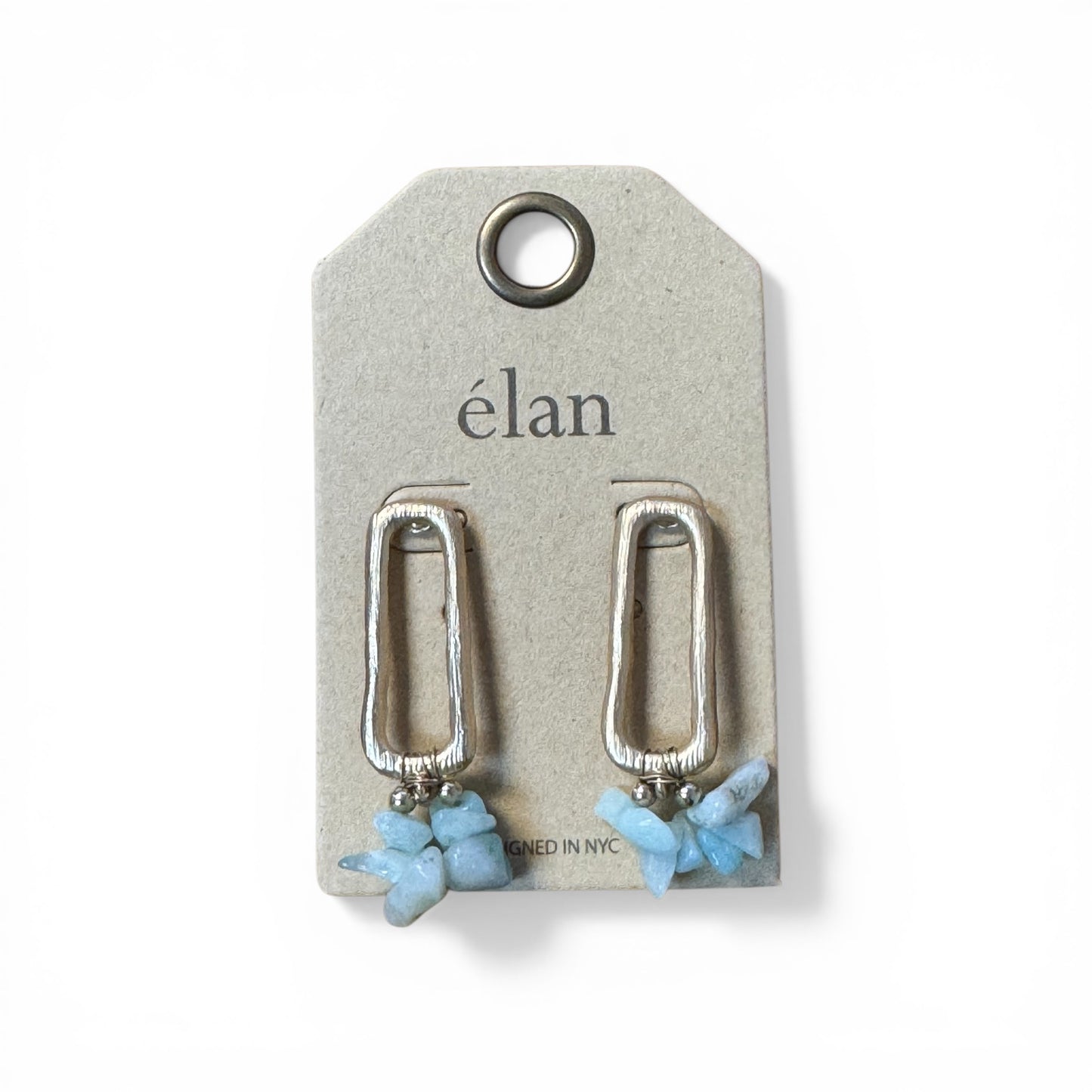 RECTANGLE POST EARRINGS WITH IRREGULAR STONE CLUSTER