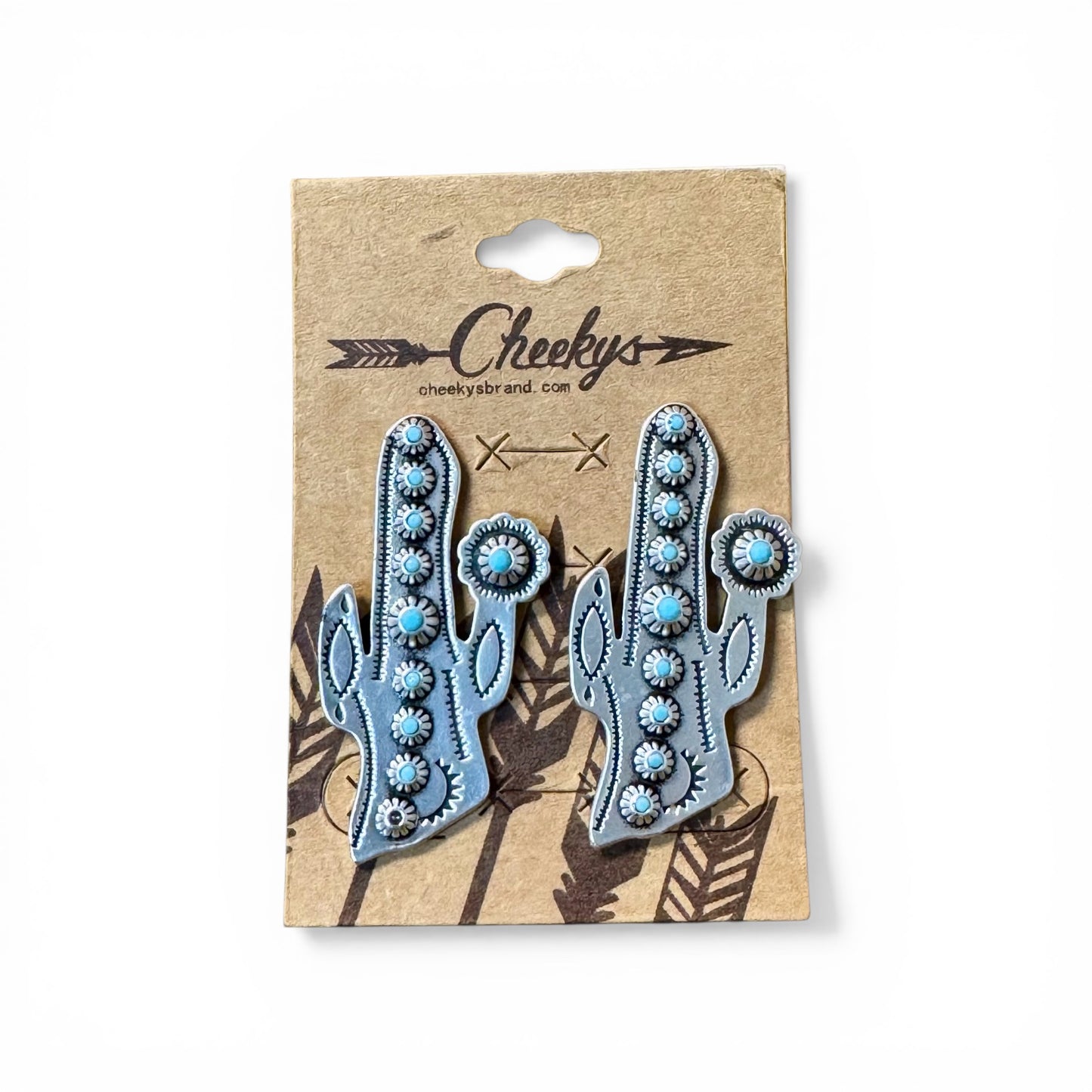 METAL CACTUS EARRINGS WITH AB STONES