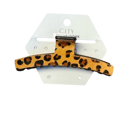 GENUINE LEATHER HAIR ON HIDE CLAW CLIP