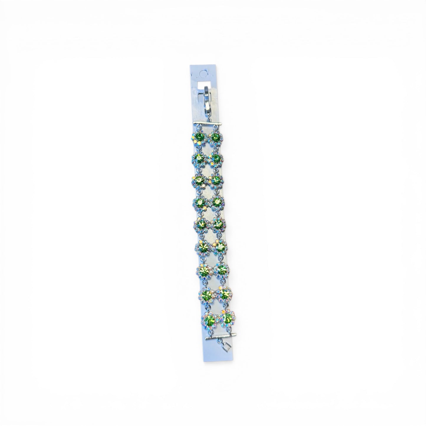 DOUBLE STRAND RHINESTONE FLOWER BRACELET