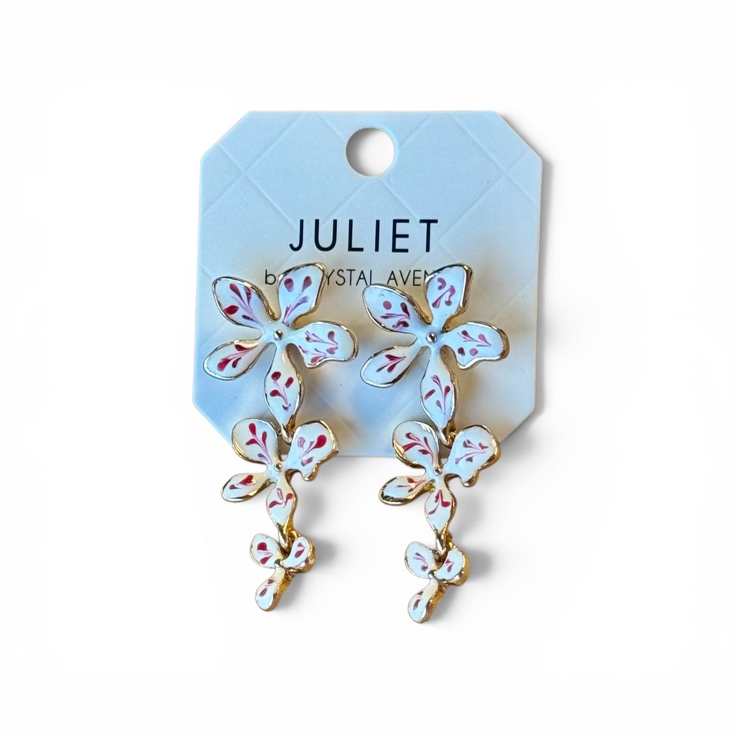 PAINT SWIRL 3 TIER FLOWER EARRINGS
