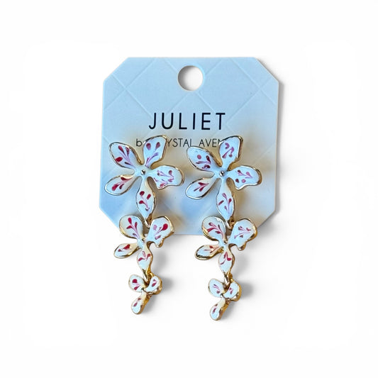 PAINT SWIRL 3 TIER FLOWER EARRINGS