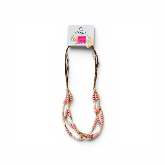 CORD AND MIXED BEAD NECKLACE AND EARRING SET