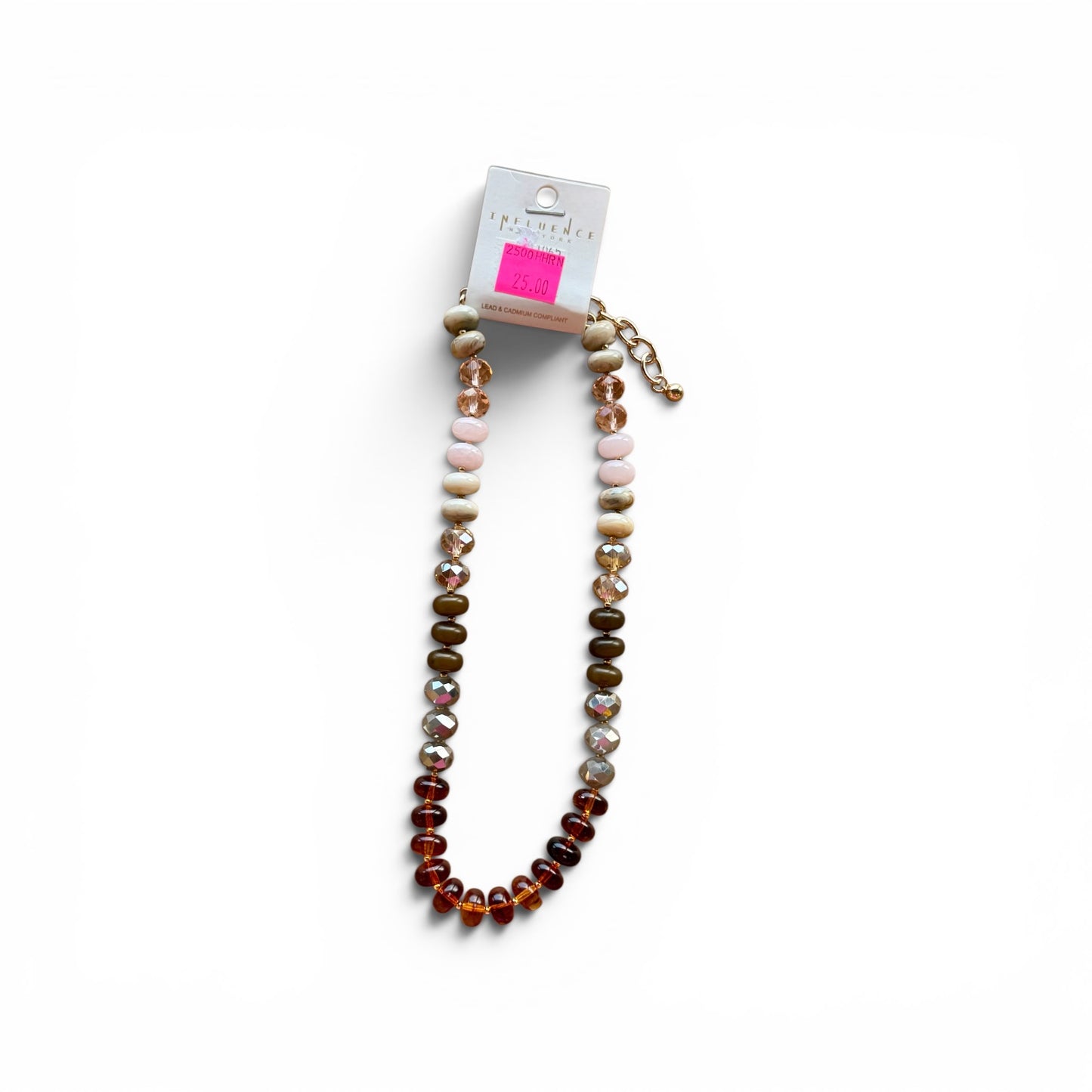 FACETED AND MARBLE DISC BEAD NECKLACE