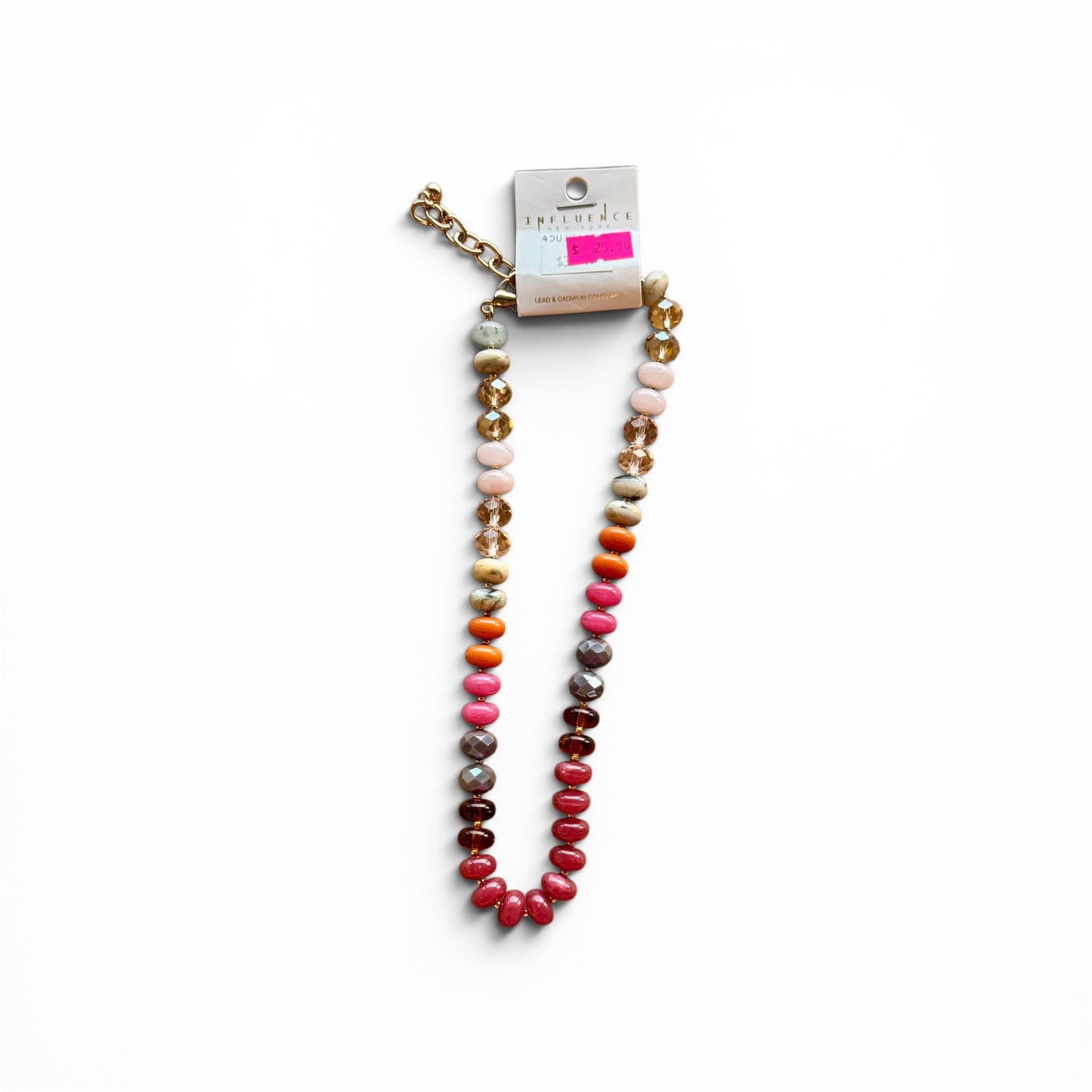 FACETED AND MARBLE DISC BEAD NECKLACE