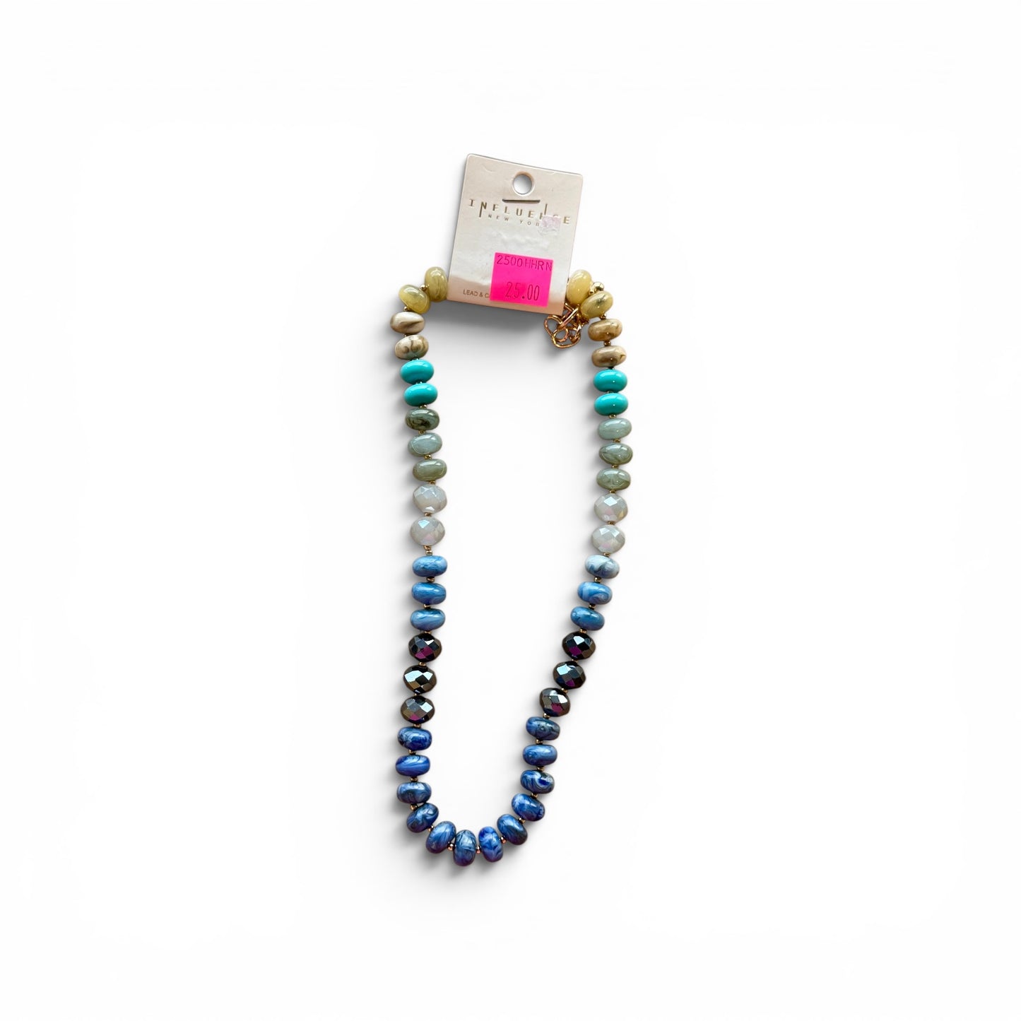 FACETED AND MARBLE DISC BEAD NECKLACE
