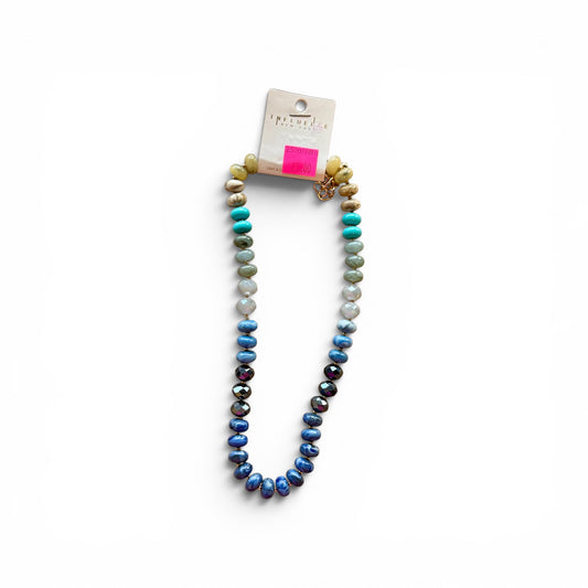 FACETED AND MARBLE DISC BEAD NECKLACE