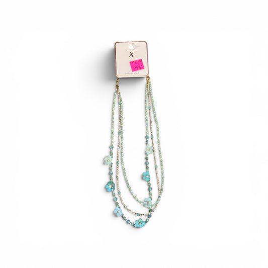 3 STRAND MIXED BEAD NECKLACE WITH FLOWERS