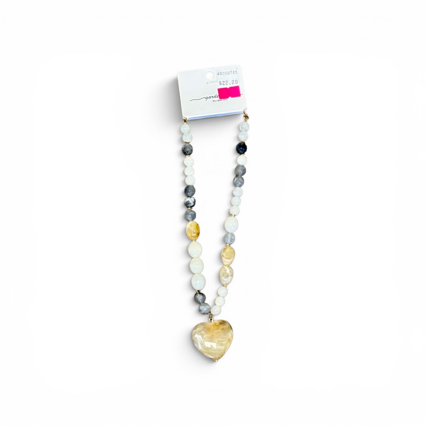 BEAD NECKLACE WITH LARGE HEART
