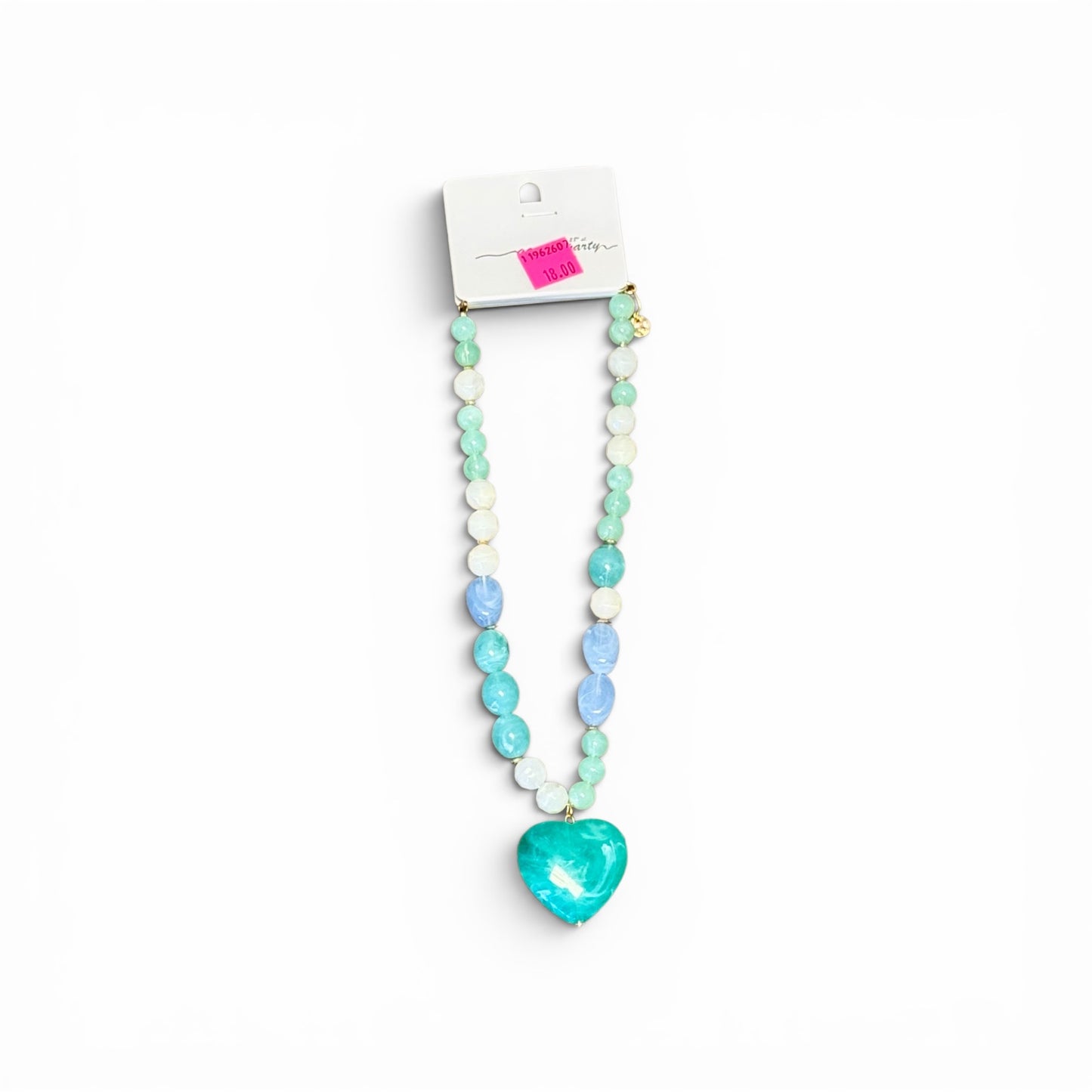 BEAD NECKLACE WITH LARGE HEART