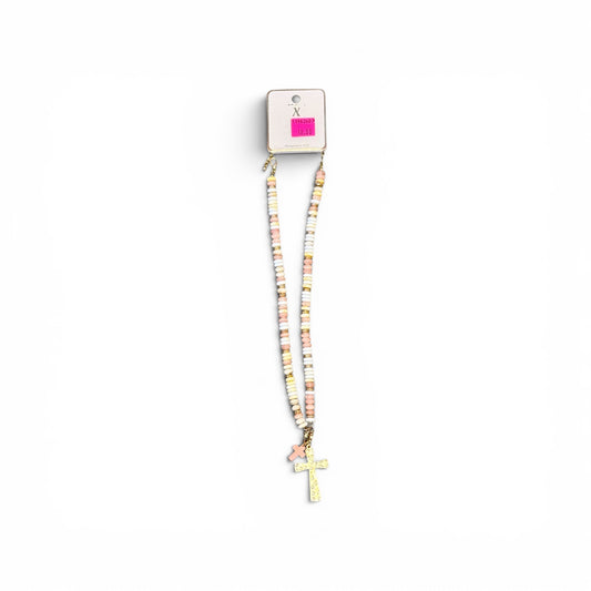 DISC BEAD CROSS NECKLACE
