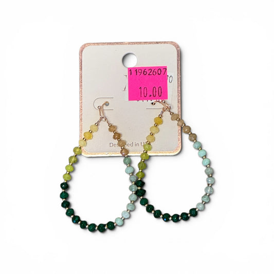 GREEN BEAD TEAR DROP EARRINGS