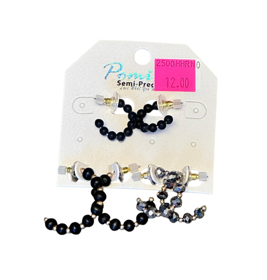 3 PAIR BEADED PARTIAL HOOPS