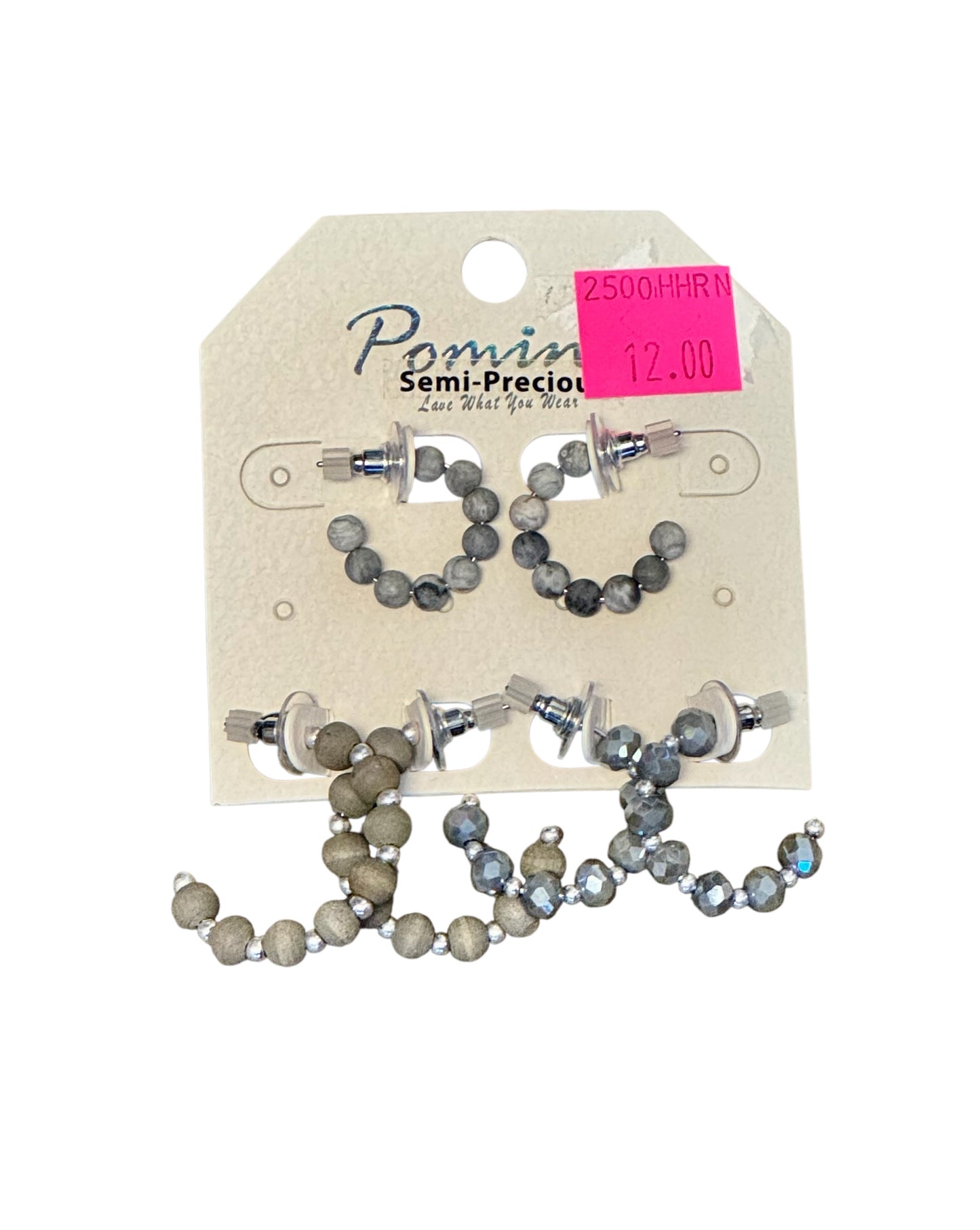 3 PAIR BEADED PARTIAL HOOPS