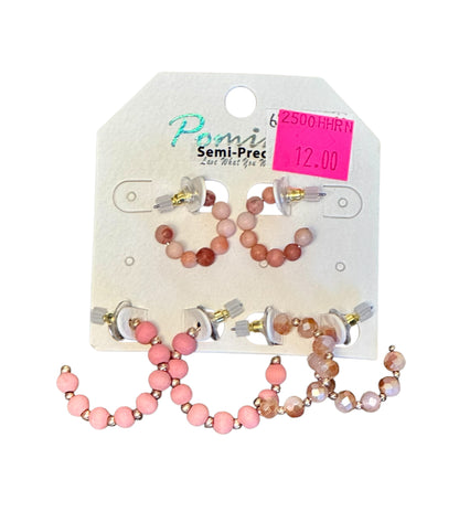 3 PAIR BEADED PARTIAL HOOPS