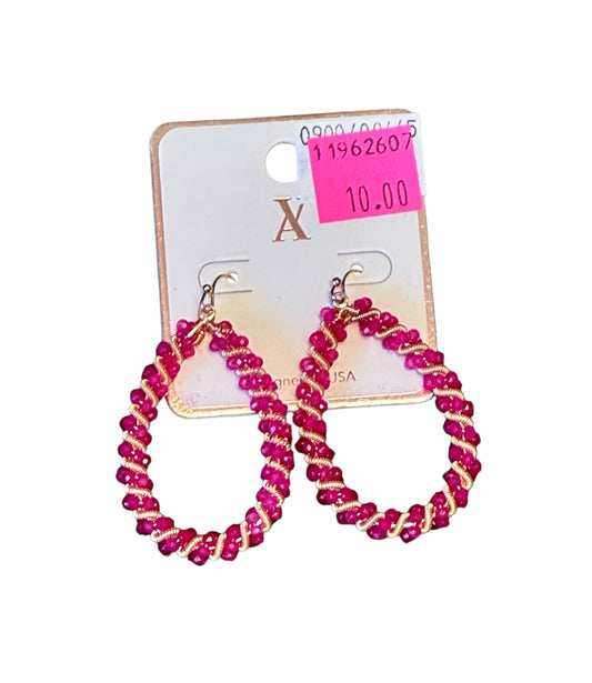 GOLD AND FUCHSIA TWIST EARRINGS