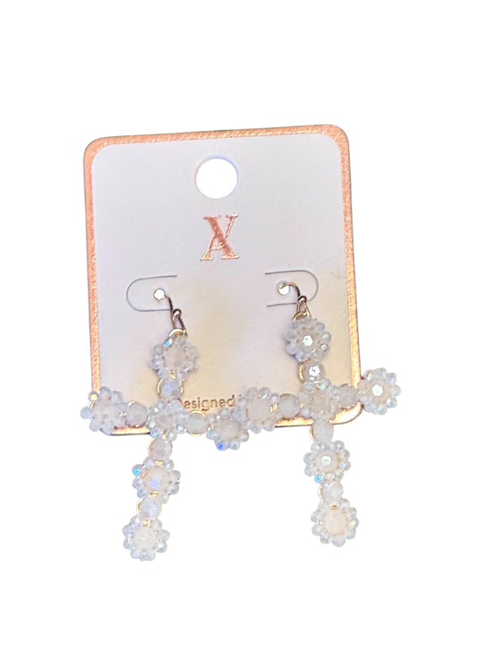 FLOWER CROSS EARRINGS