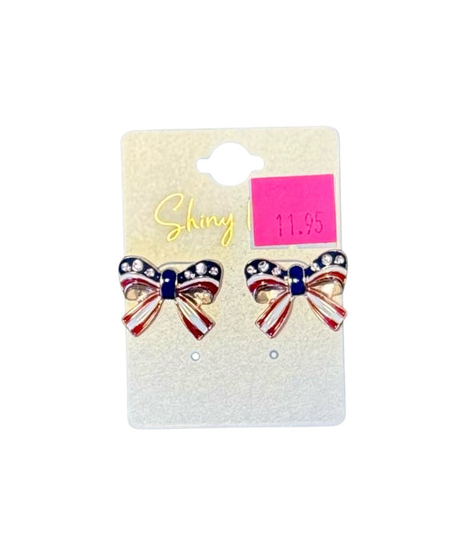 AMERICAN FLAG BLOW EARRINGS WITH RHINESTONES