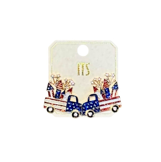 TRUCK WITH FIREWORKS EARRINGS