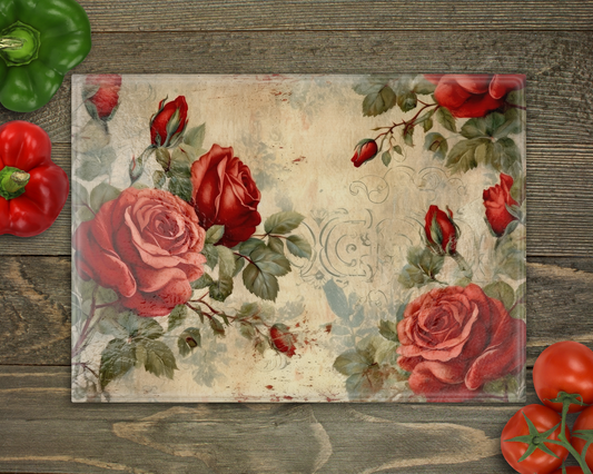 Roses Glass Cutting Board