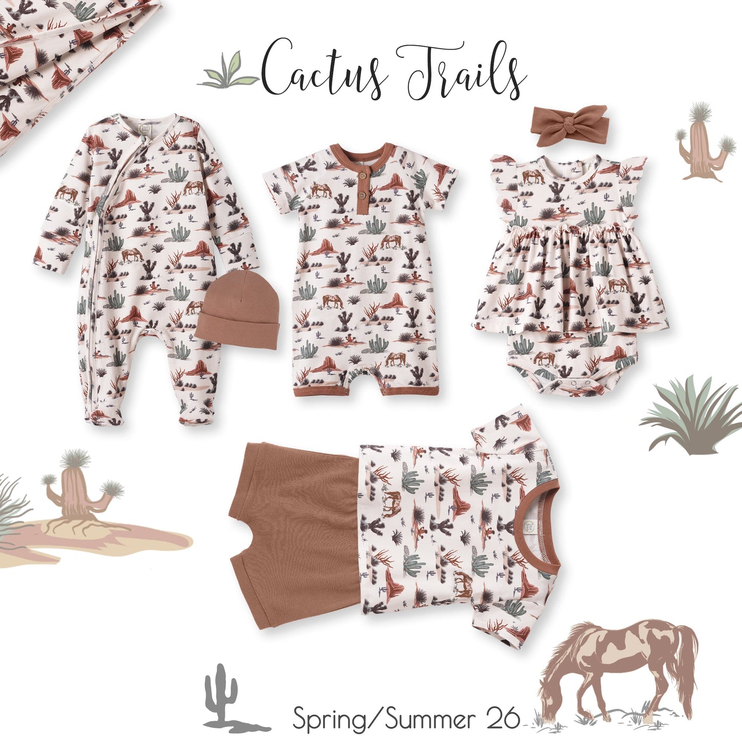 Baby Boy Shorty Romper – Bamboo Cactus Trails Henley Outfit