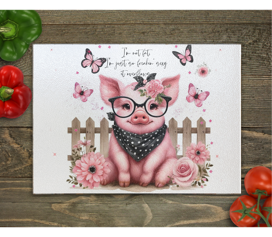 Sassy Pig Glass Cutting Board
