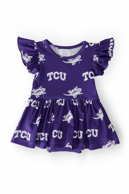 TCU Purple Frog S/S Flutter Twirl Bodysuit