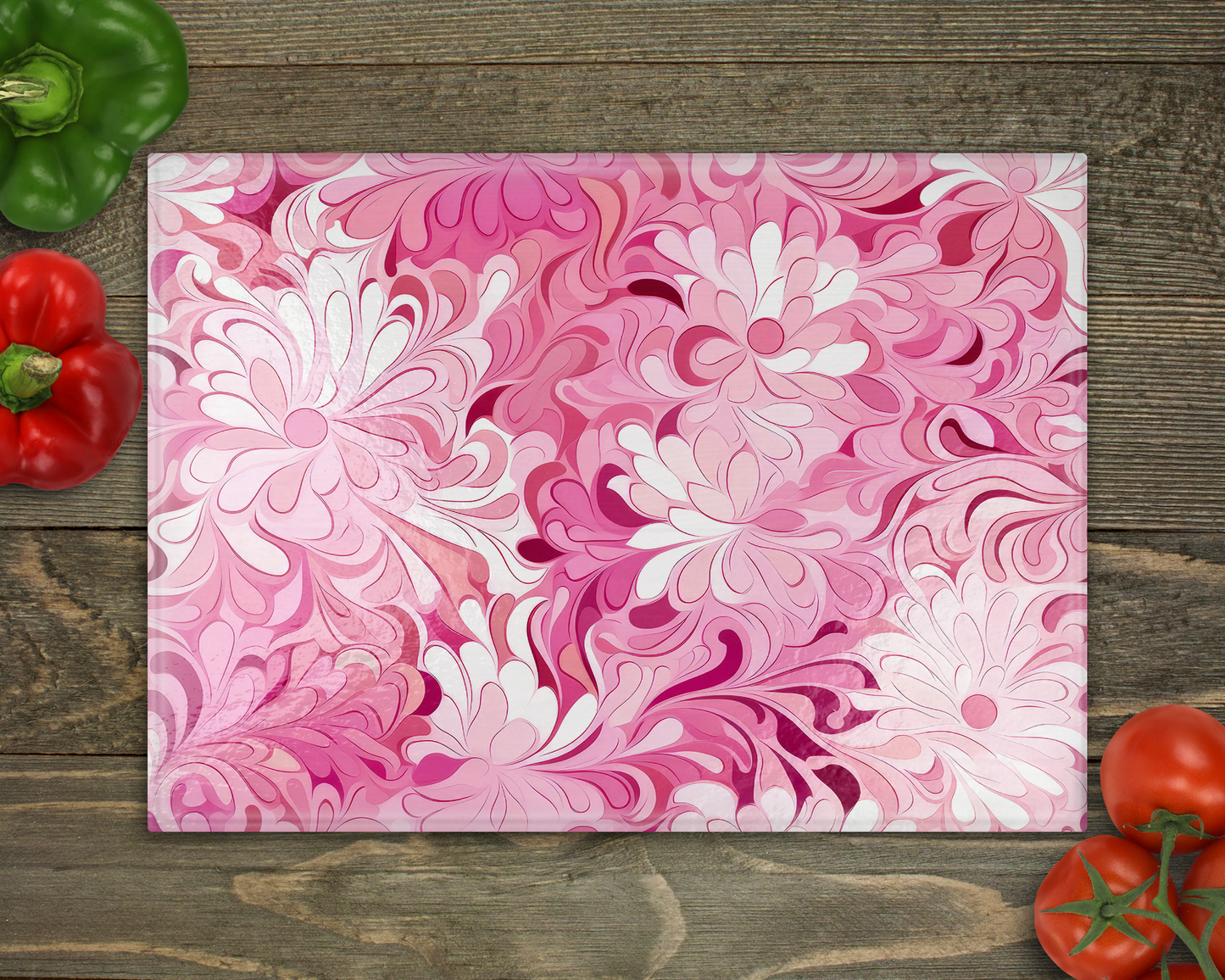 Valentine Florals Glass Cutting Board