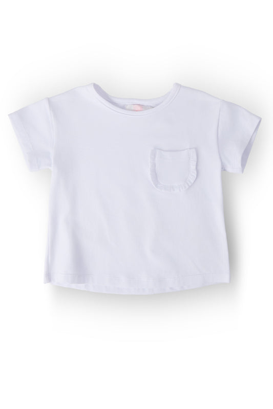 White Ruffle Pocket Tee