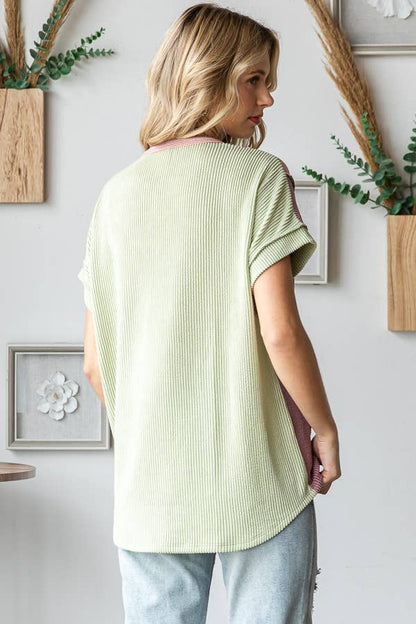 Women's Twist Rib Color Block Knit Top