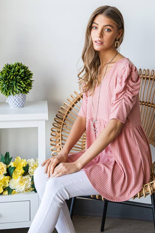 WAFFLE BABYDOLL TOP