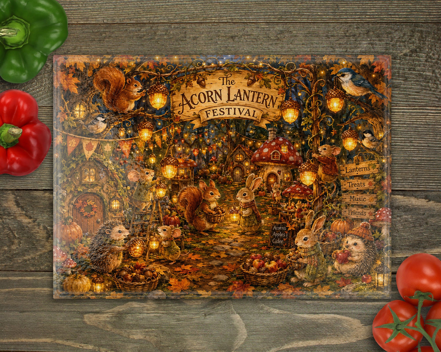 Acorn Festival Glass Cutting Board