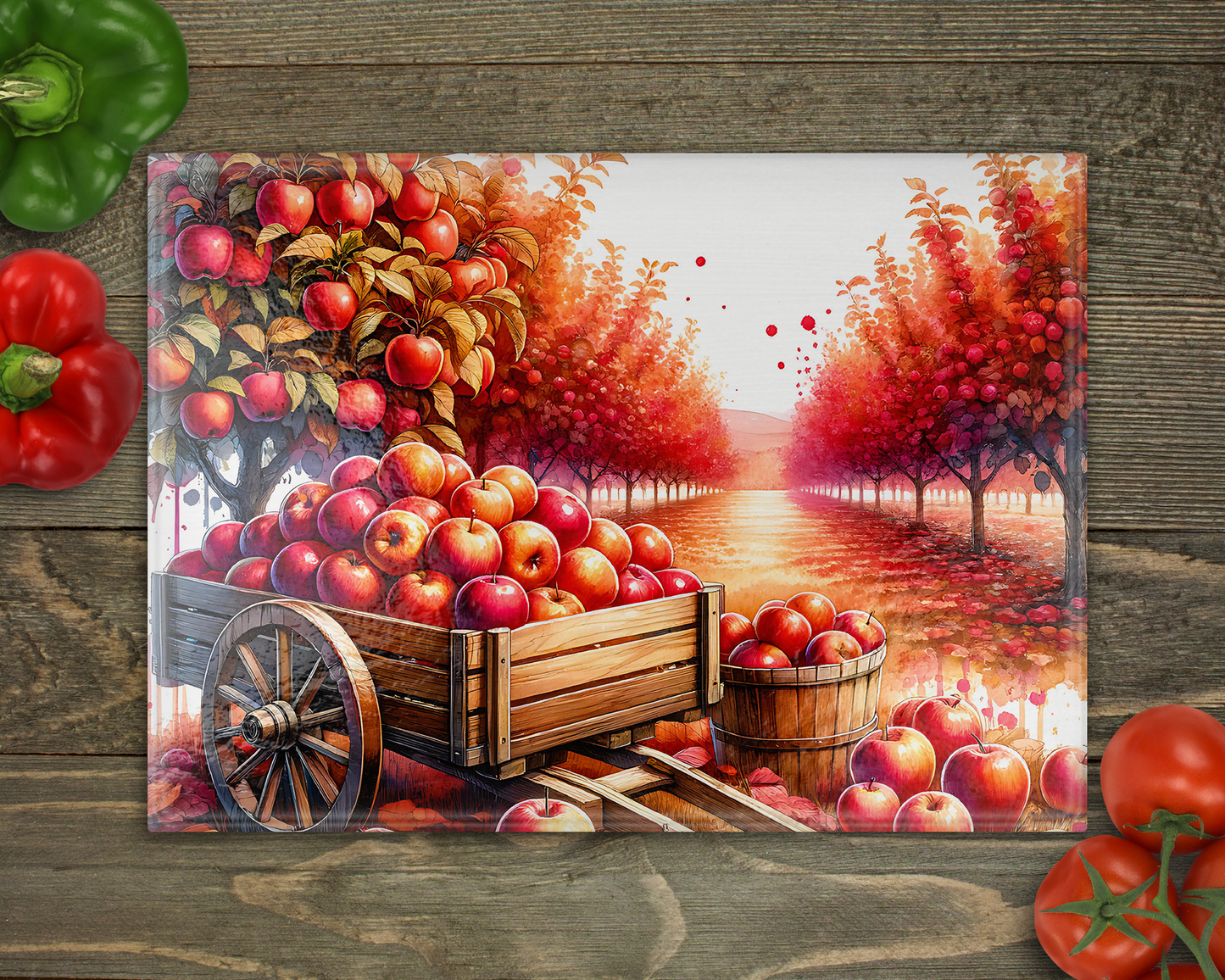 Apples Glass Cutting Board
