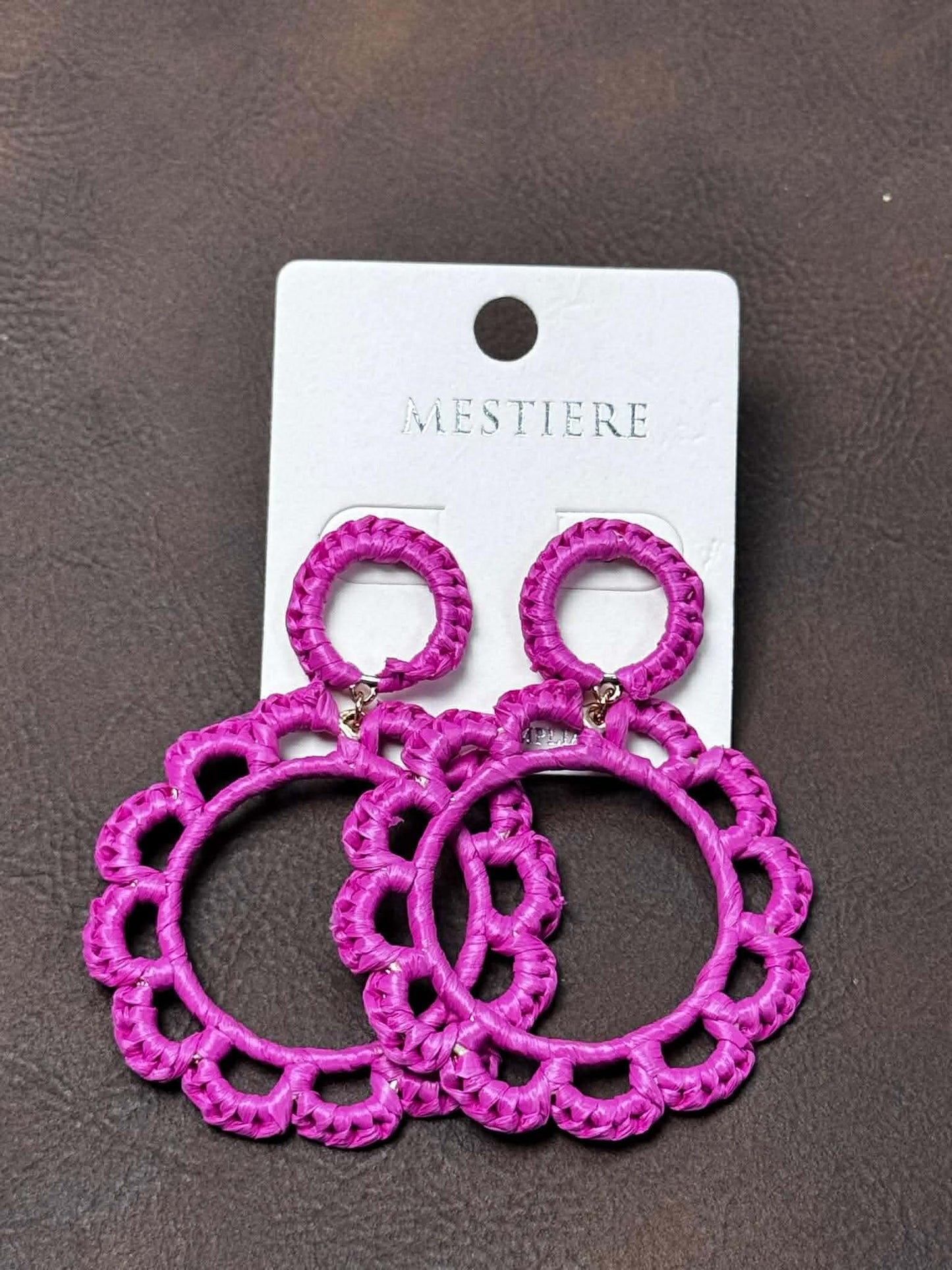 HOT PINK CROCHET CIRCLE EARRINGS