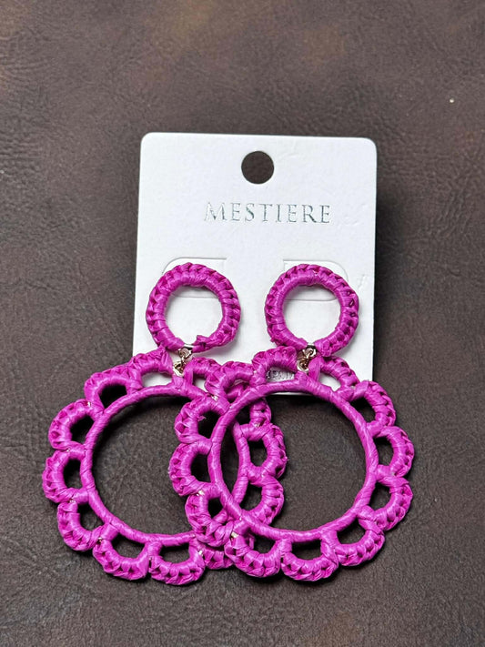 HOT PINK CROCHET CIRCLE EARRINGS
