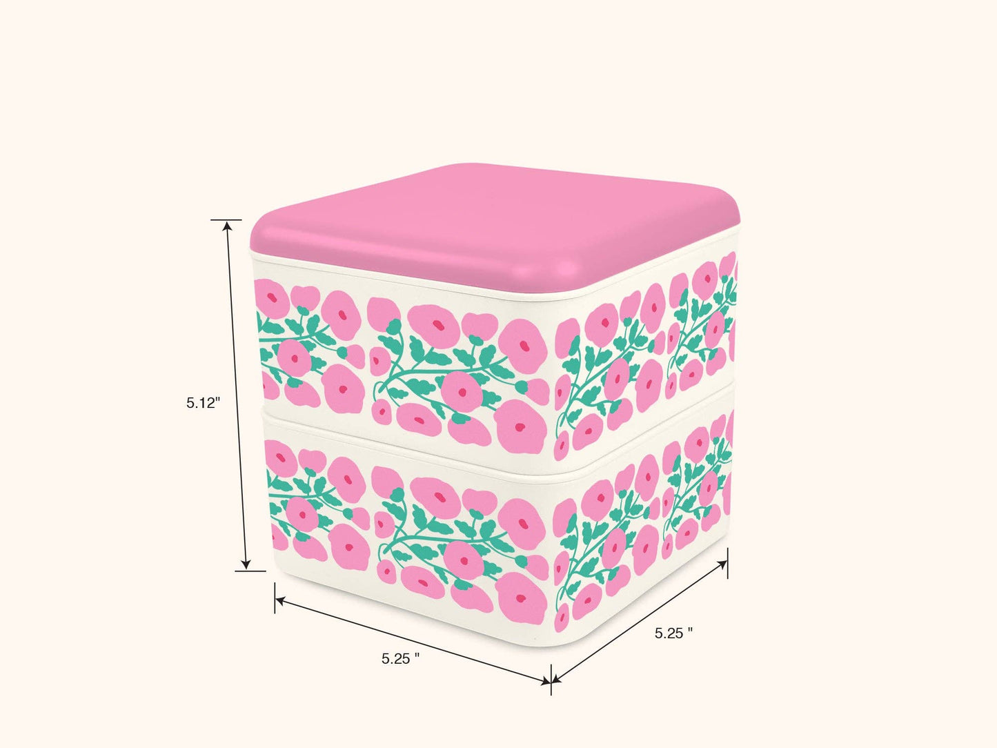 Pink Poppies Lunch Size Bento Box