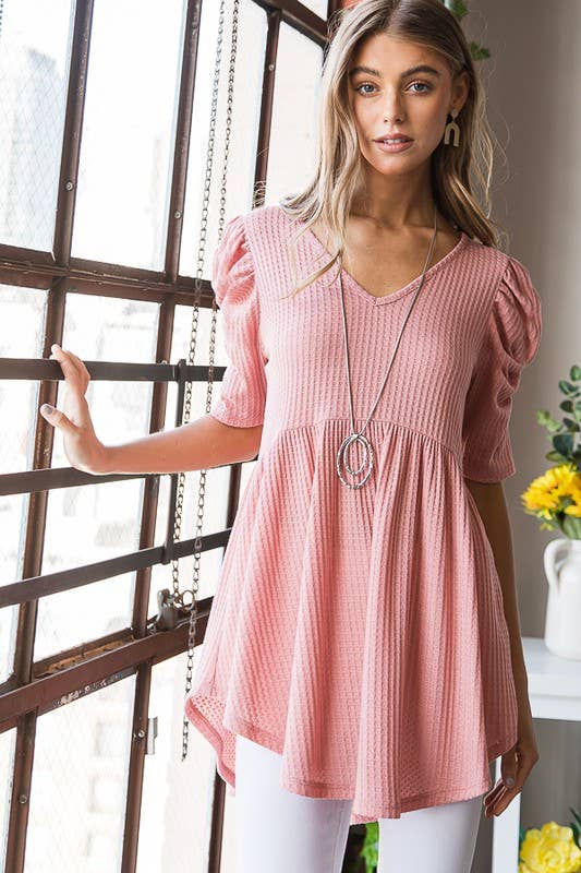 WAFFLE BABYDOLL TOP