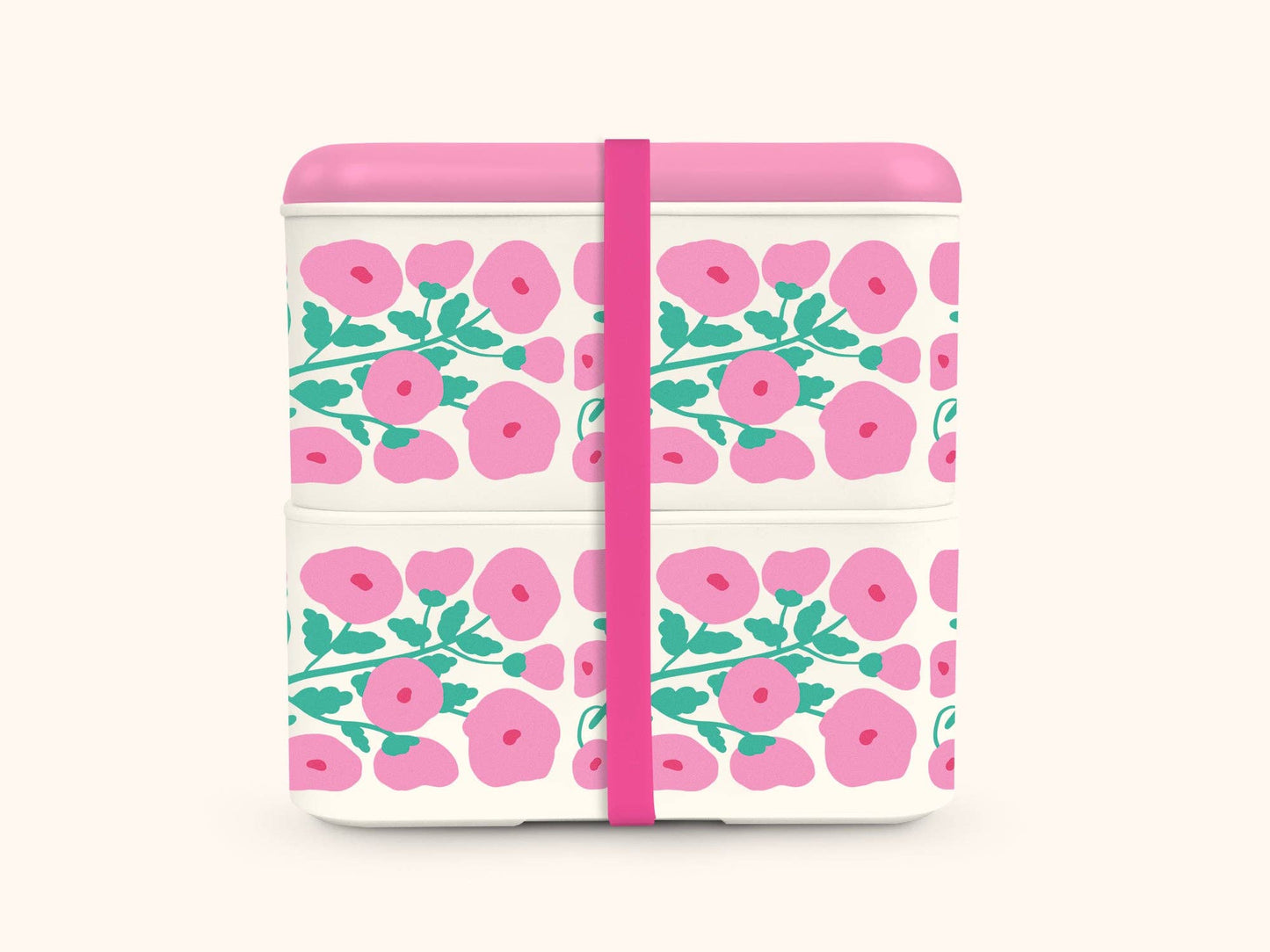 Pink Poppies Lunch Size Bento Box