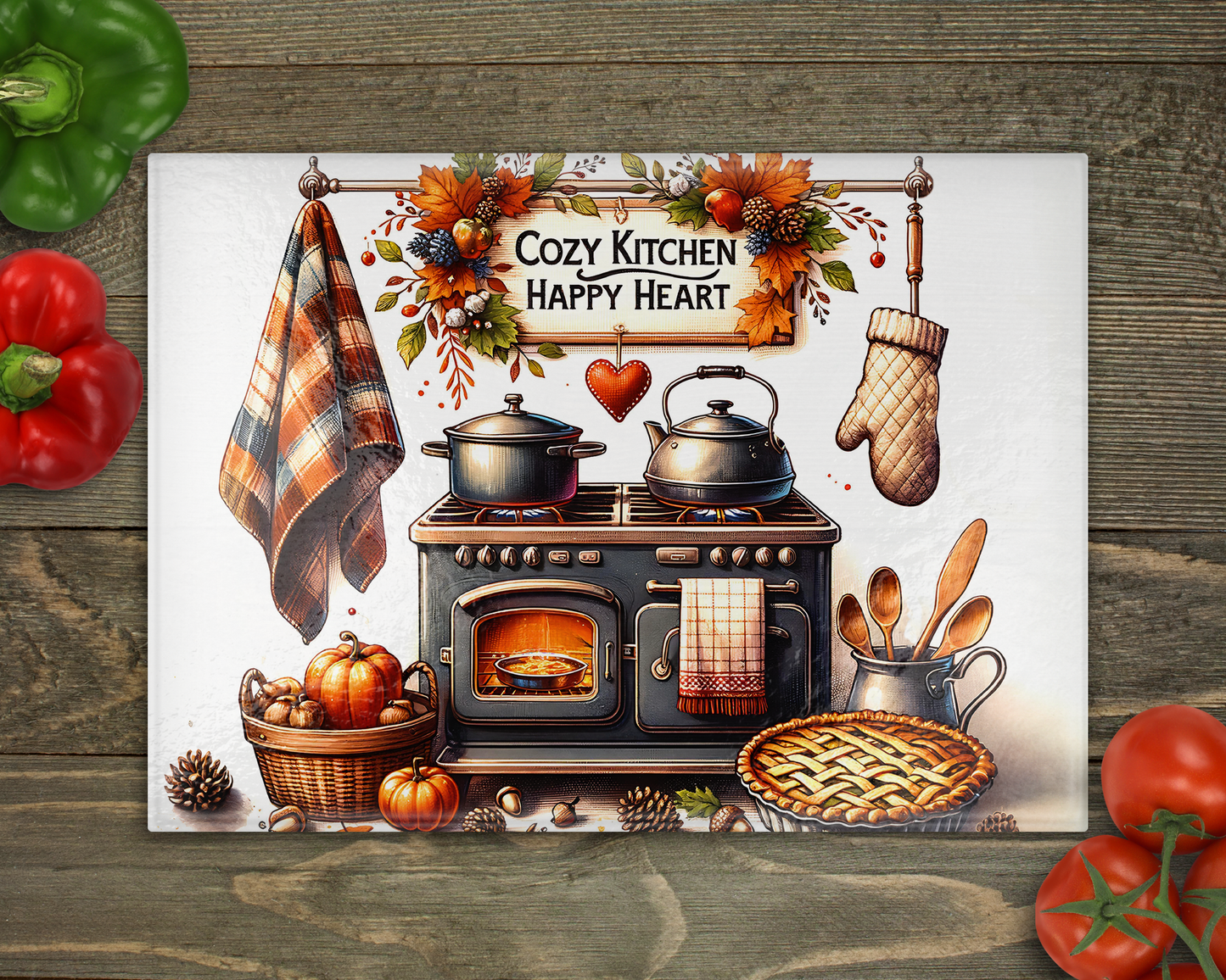 Cozy Kitchen Glass Cutting Board