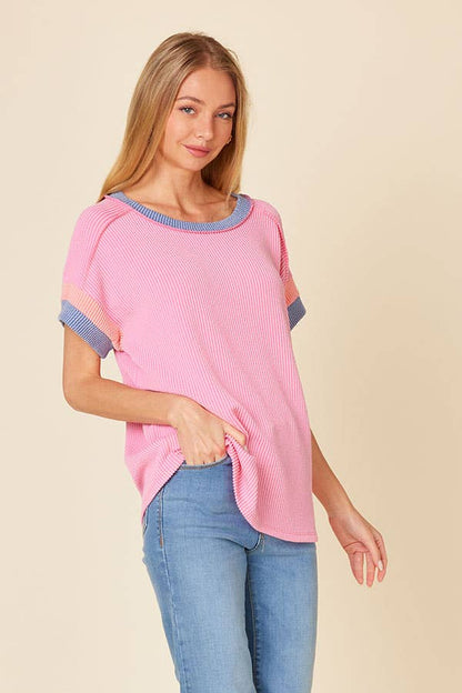Ribbed Color Block Top