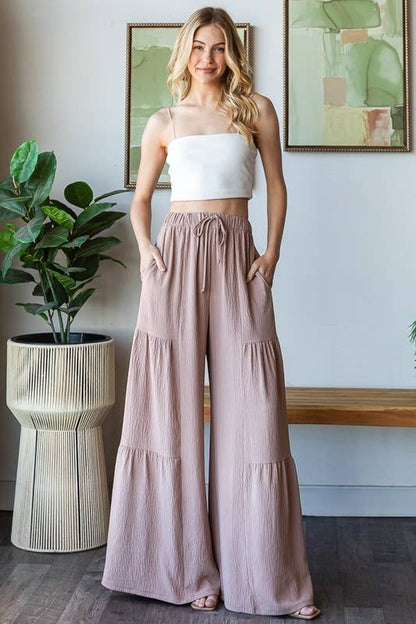 OVER WIDE LEG SOLID PANTS